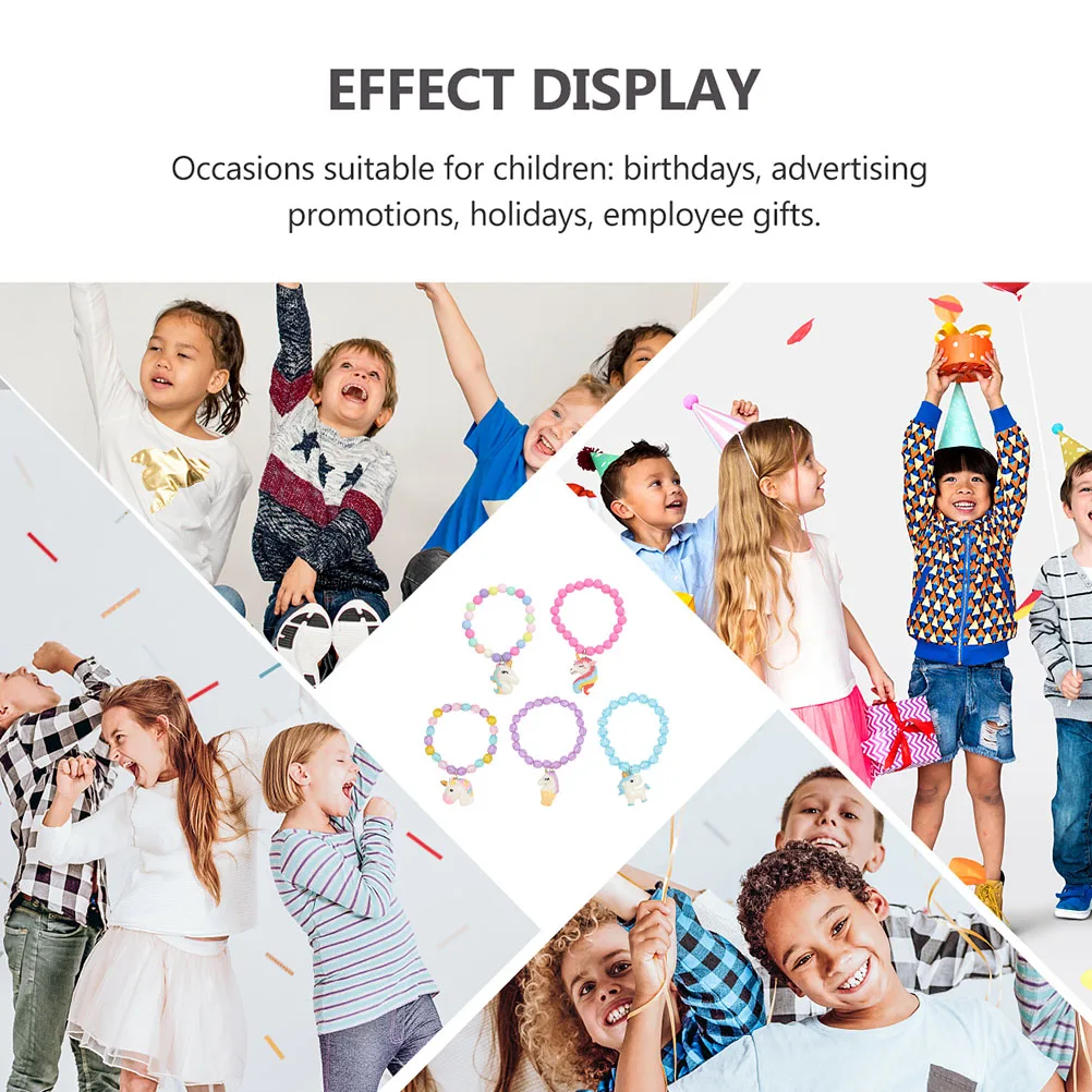 5 個ビーズブレスレットキャンディーカラー子供用キッズブレスレットユニコーン誕生日パーティーアクリルビーズ