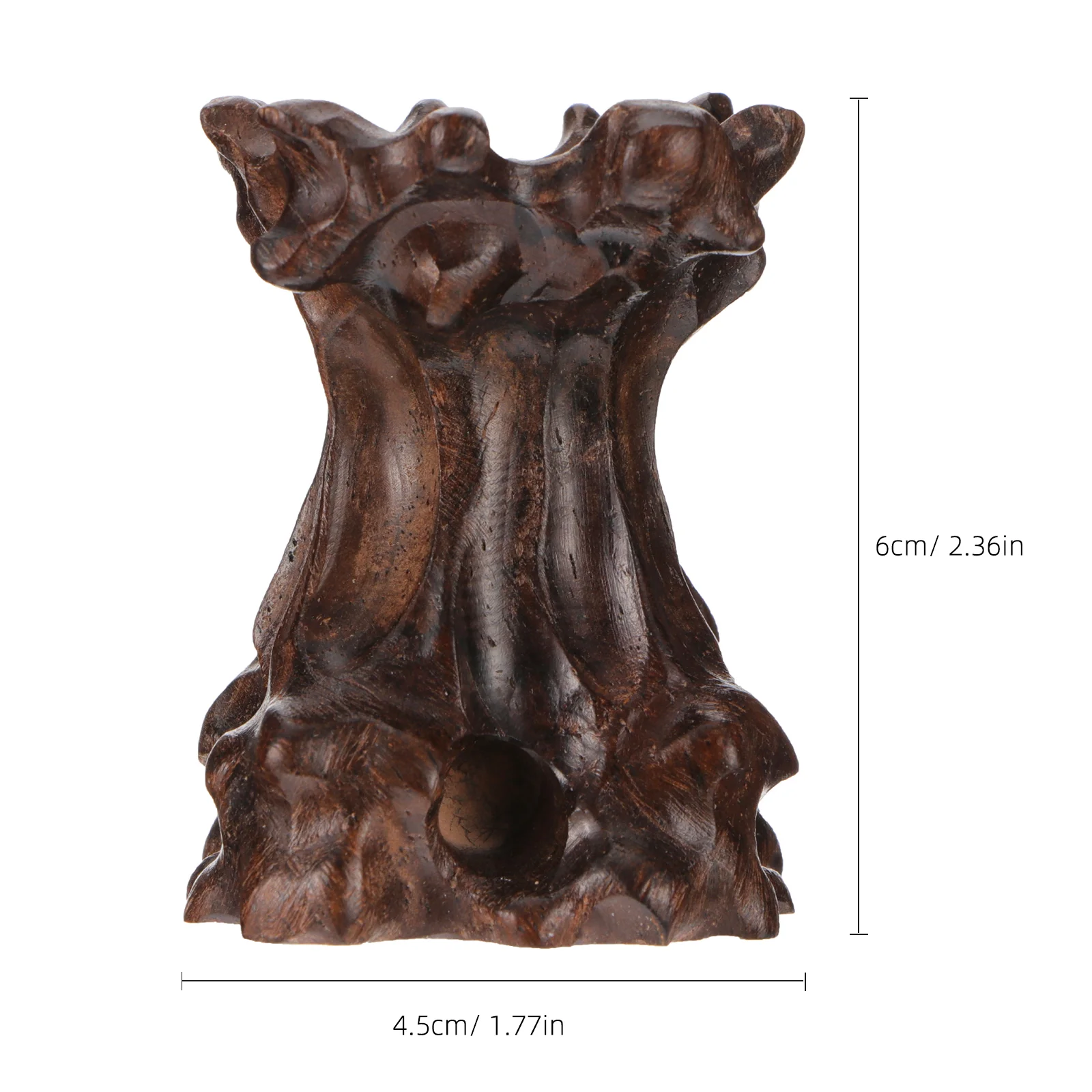 Crystal Stand Walnut Wood Carving Base Mini Size 3.5 H x 6 L BlackWood Craft Decorative Display Stand Stone Artwork Decor