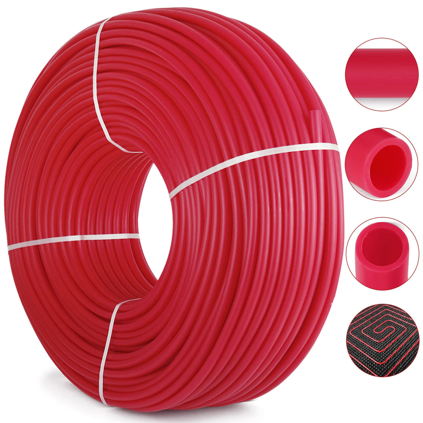 VEVOR-Red Radiant Floor Pipe, 2 "x 1000ft Pex Tubing, Barreira de Oxigênio, O2, Radiant Heating Systems, Hot and Cold Water Pipe