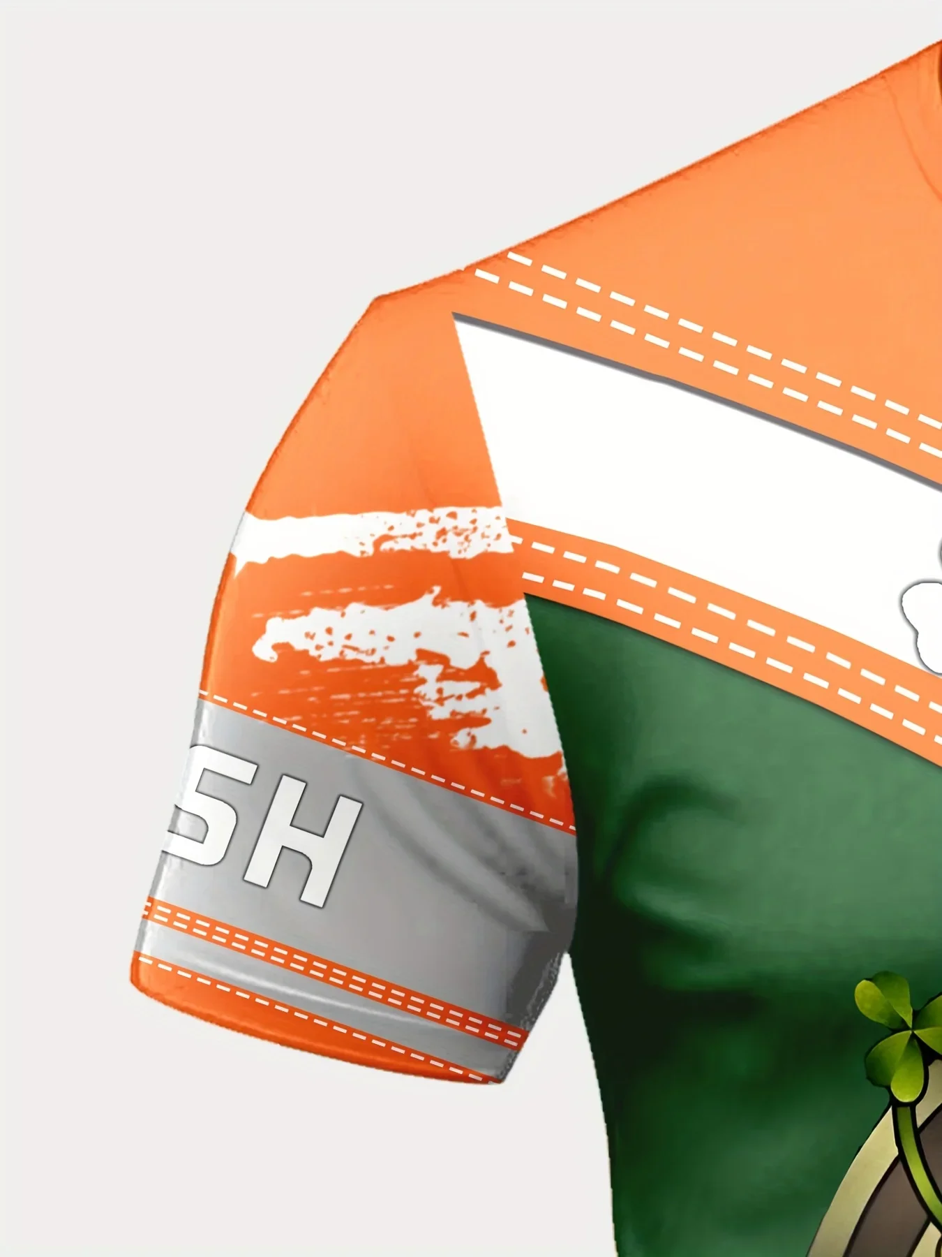 تي شيرت رجالي مبتكر بتصميم قيثارة أيرلندية وصليب سلتيك - أكمام قصيرة من البوليستر بتصميم عتيق قابل للغسل في الغسالة