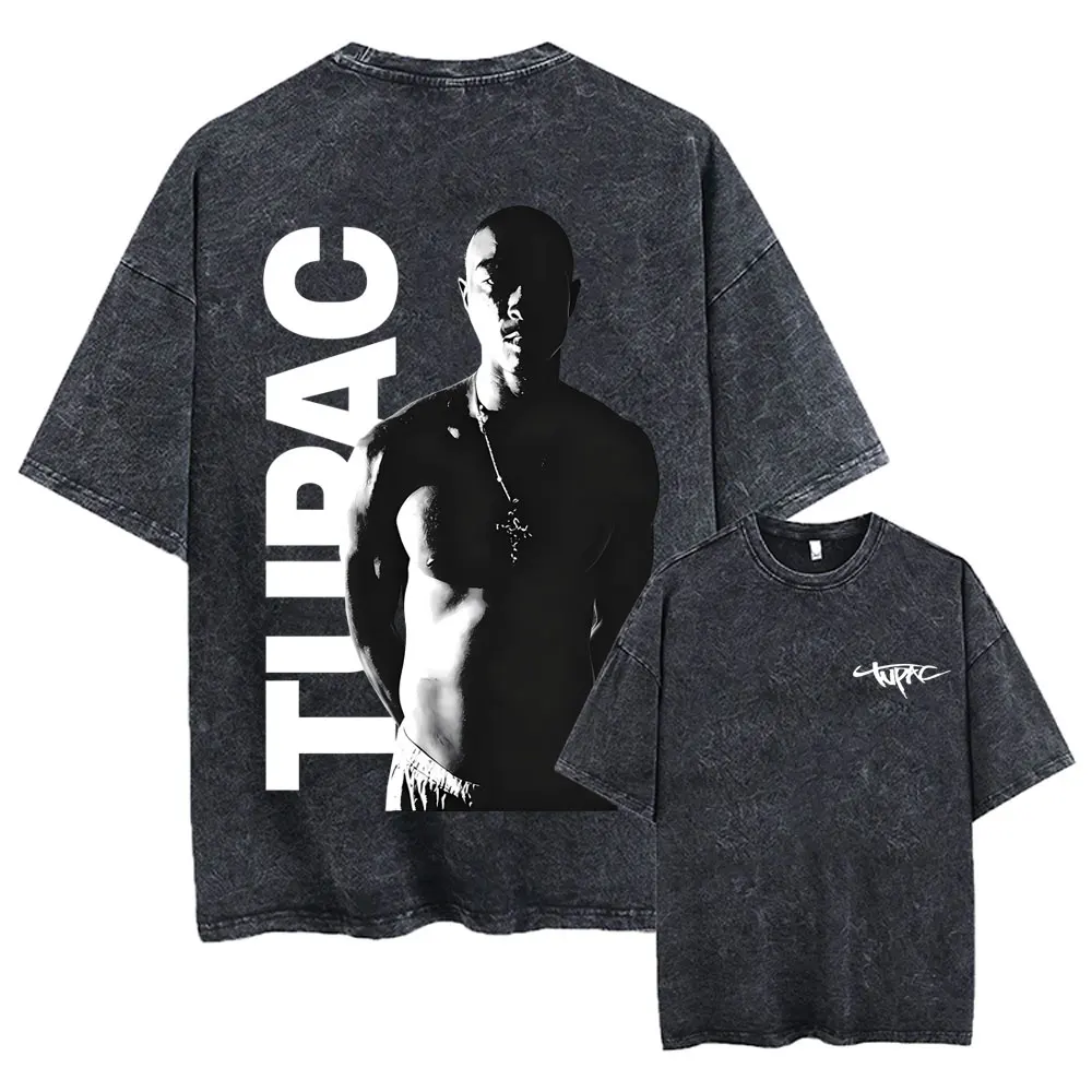 Hot Sale Rapper Tupac 2pac Washed Vintage T-shirt Men Women Hip Hop Fashion Retro T Shirt Men's Casual Oversized Cotton T-shirts