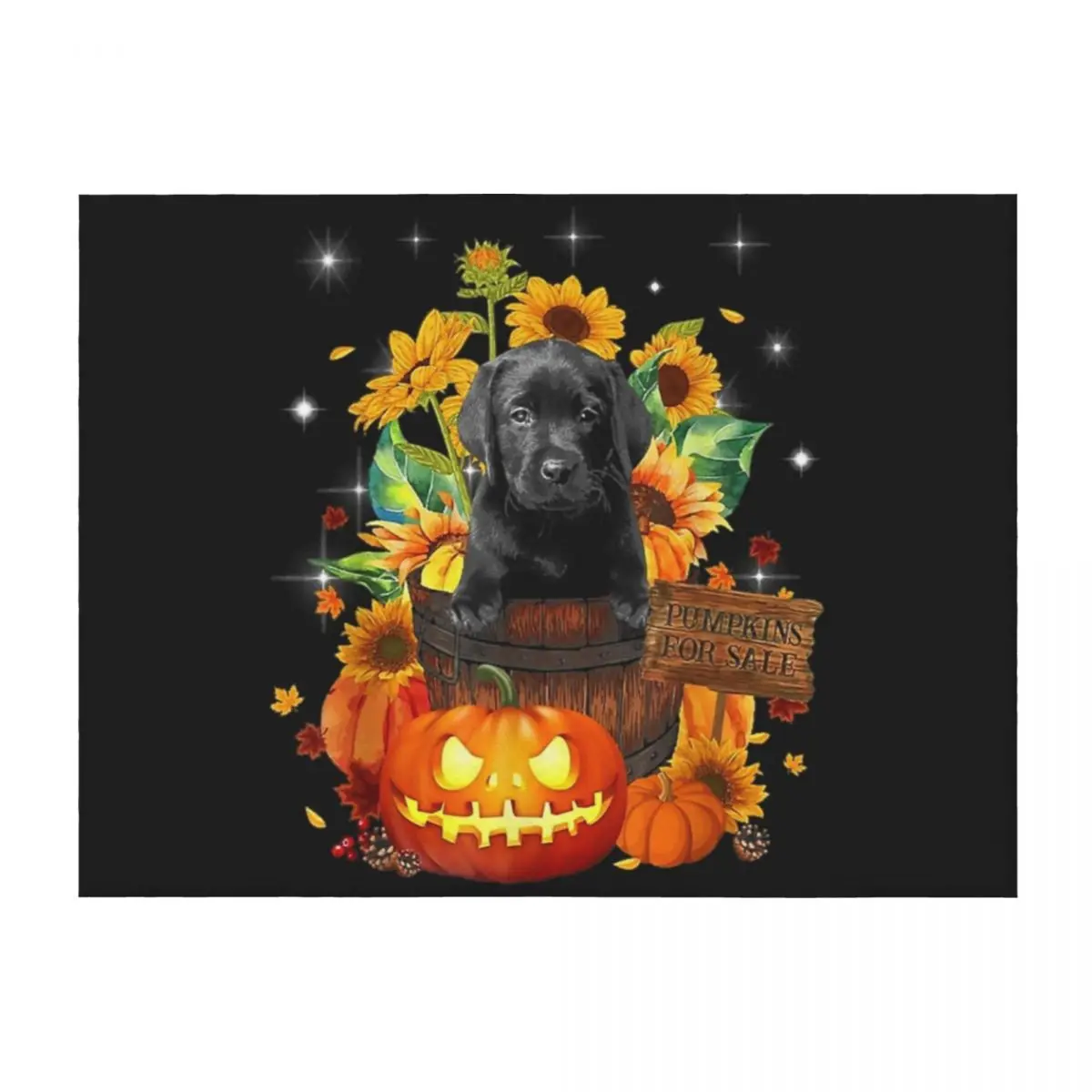 Bucket Black Labrador Fall Halloween Pumpkin For Sale Throw Blanket Quilt Bed linens Comforter Hairy Blankets