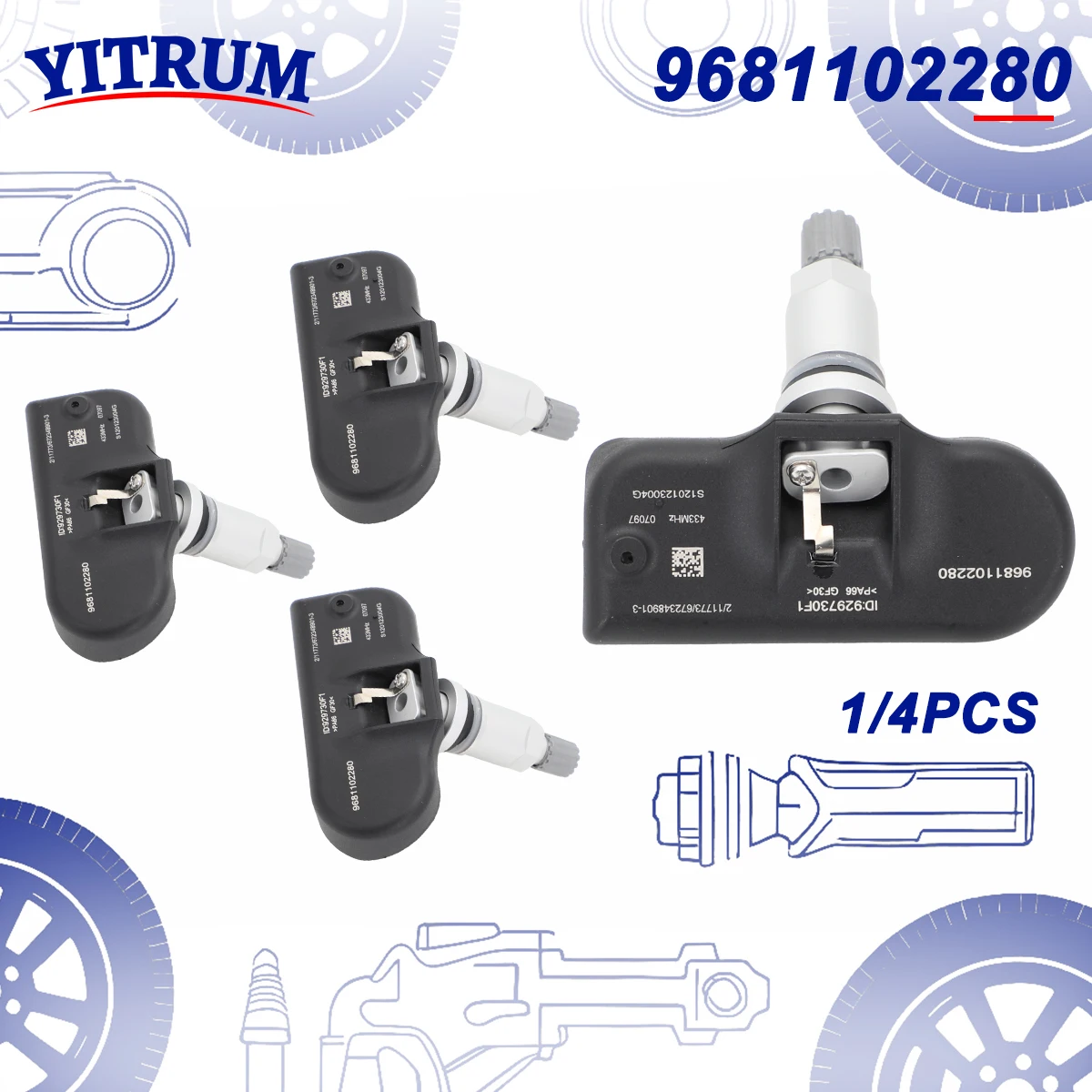 

9681102280 Шина TPMS для Fiat Ulysse Lancia Phedra Peugeot 807, датчик системы контроля давления в шинах, 433 МГц