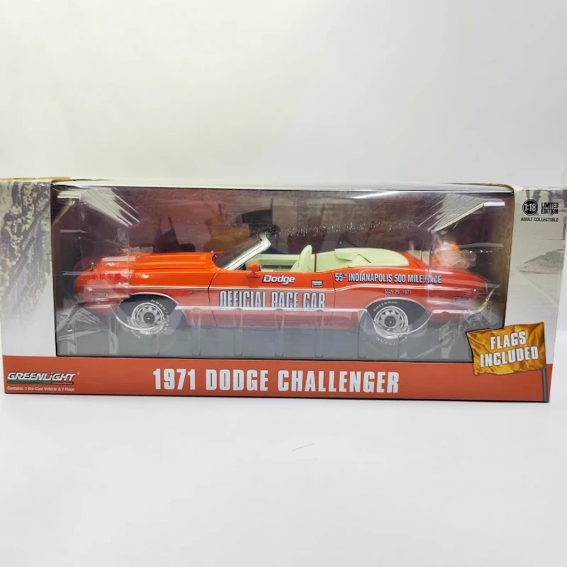 Greenlight 1/18 1971 チャレンジャー コンバーチブル & オレンジ フラッグ 合金車モデル クラシック 大人のお土産 ギフト ホビー & おもちゃ