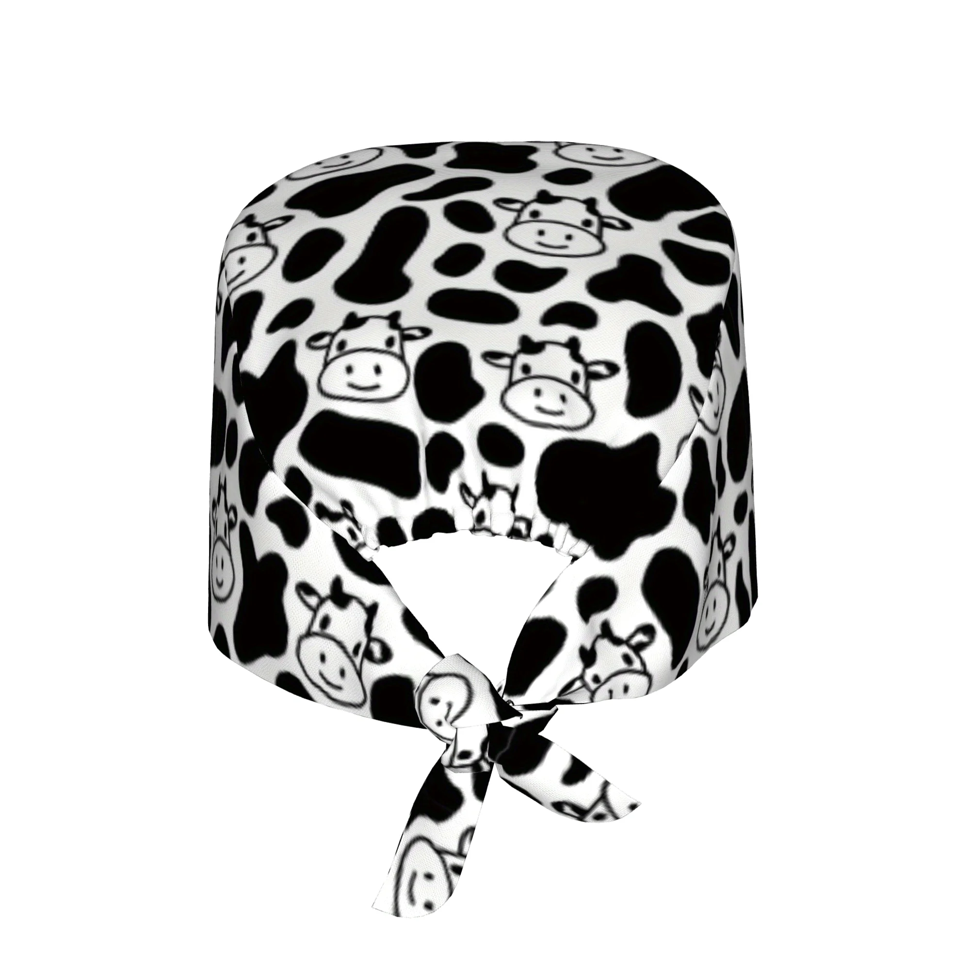 1pc of a Stylish Printed Work Cap for Women Featuring Cow Stripes a Lightweight Adjustable Skull Cap Tie-Back Nurse Hat