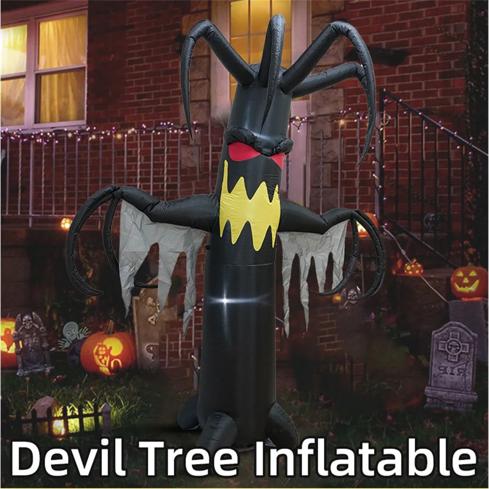 Halloween Inflatable Scary Devil Tree, up Haunted Tree Decoration, Spooky Airblown Tree Prop, Outdoor Halloween Party Decor