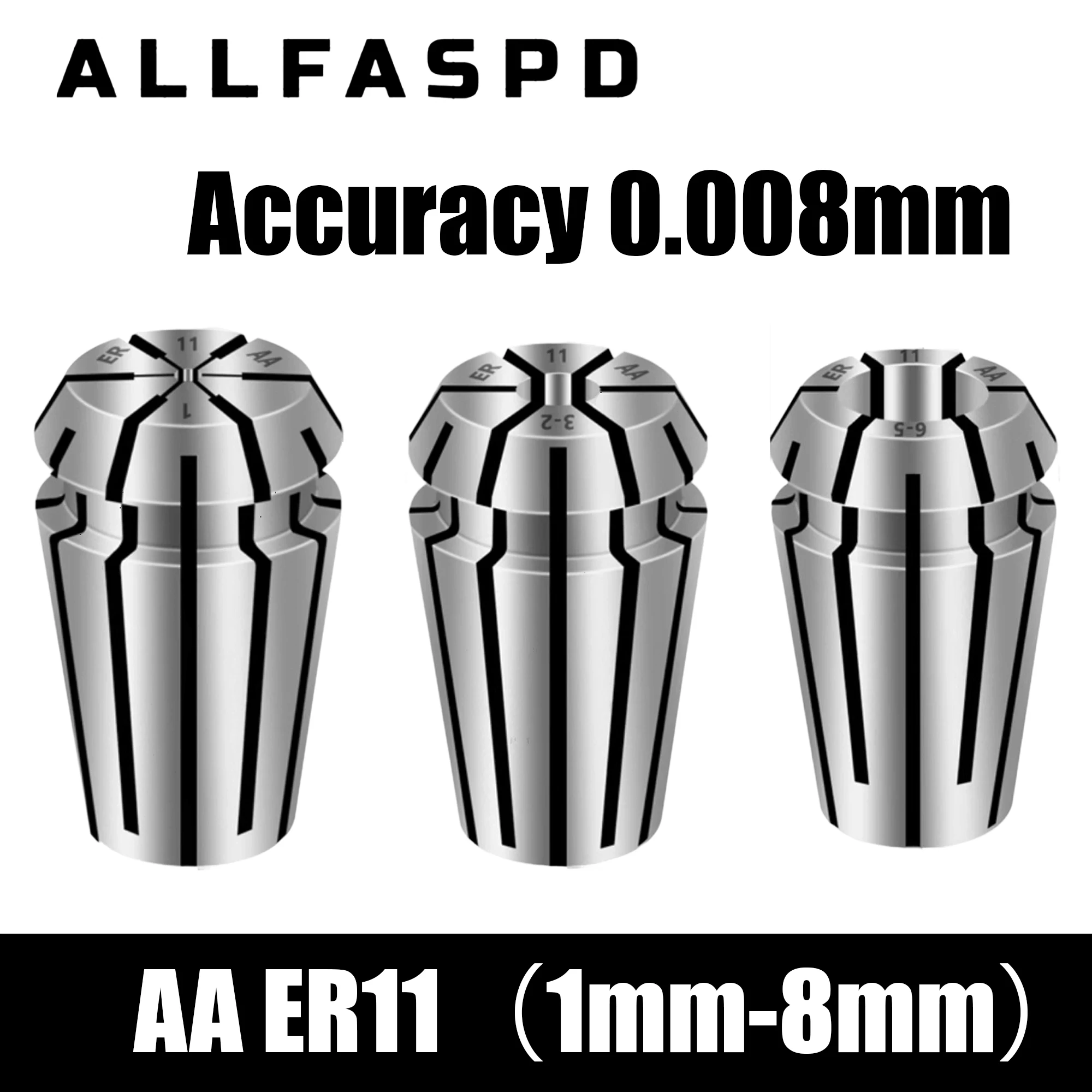 AA 0.008mm CNC ER11 Collet Chuck 1mm 2mm 3mm 4mm 5mm 6mm 7mm 8mm ER Collet Chuck Set Tool Holder ER11 Collet Set for CNC Router