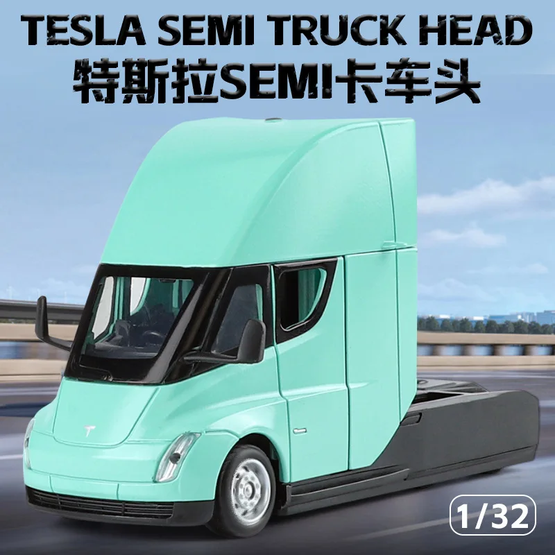 1:32 Tesla SEMI Truck Head Alloy Car Diecasts & Toy Vehicles Metal Toy Car Model Sound and light Collection Kids Toy