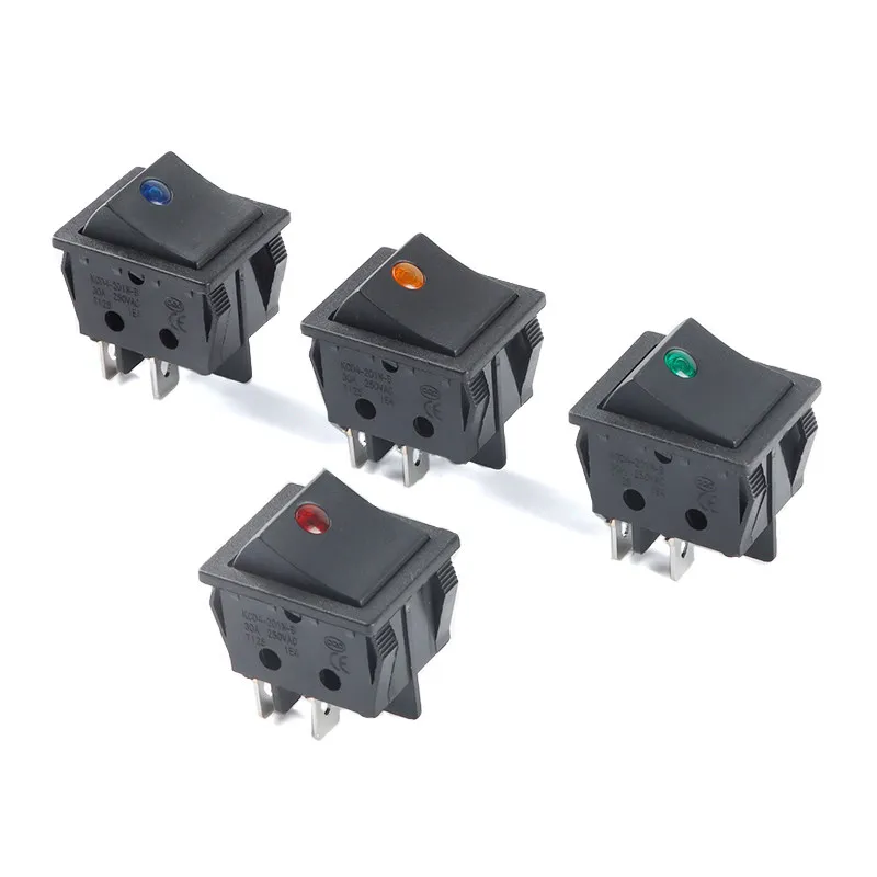 KCD4 30A 220V Cat Eye LED Boat Rocker Switch 4Pin 2Pos Silver Contact Toggle Switch Industrial Machinery Heavy Duty