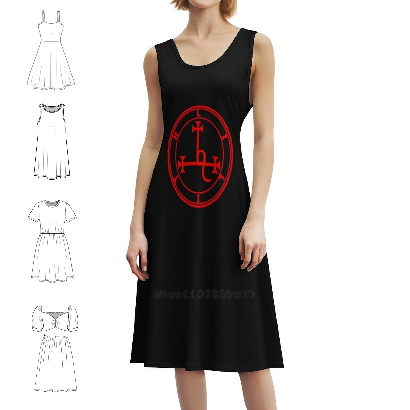 

Sigil Of Lilith Women's Streetwear Party Dress Trendy Print Club Clothing For Female Horror Terror Goth Metal Pagan Occult