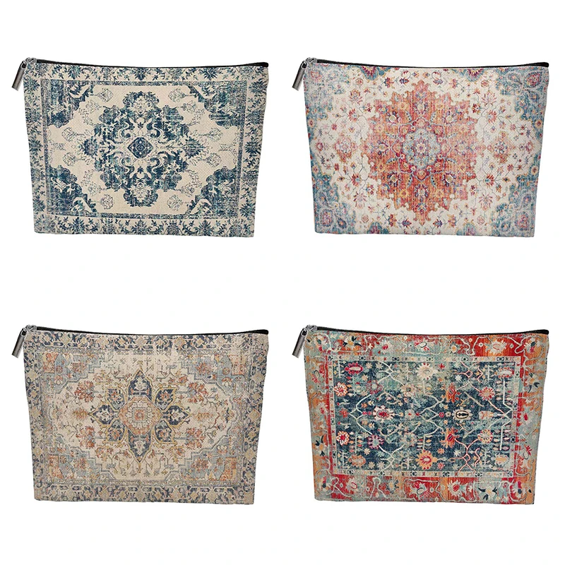

Boho Ethnic Style Cosmetic Bag Portable Multifunctional Storage Bag Travel Toiletry Bag Large Capacity Makeup Pouch For Girls