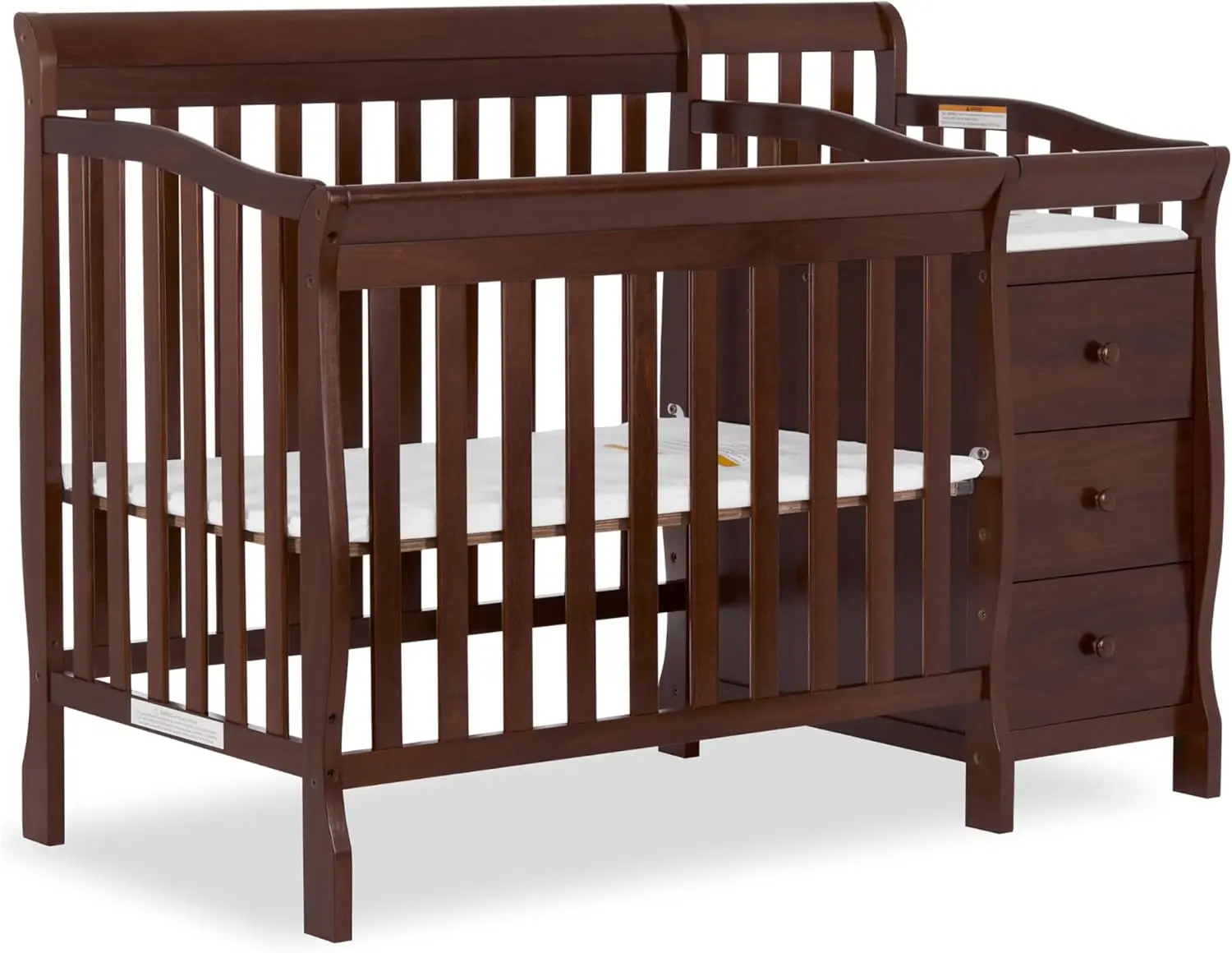 Jayden 4-in-1 Mini Convertible Crib And Changer in Espresso, Greenguard Gold Certified, Non-Toxic Finish, New Zealand Pinewood