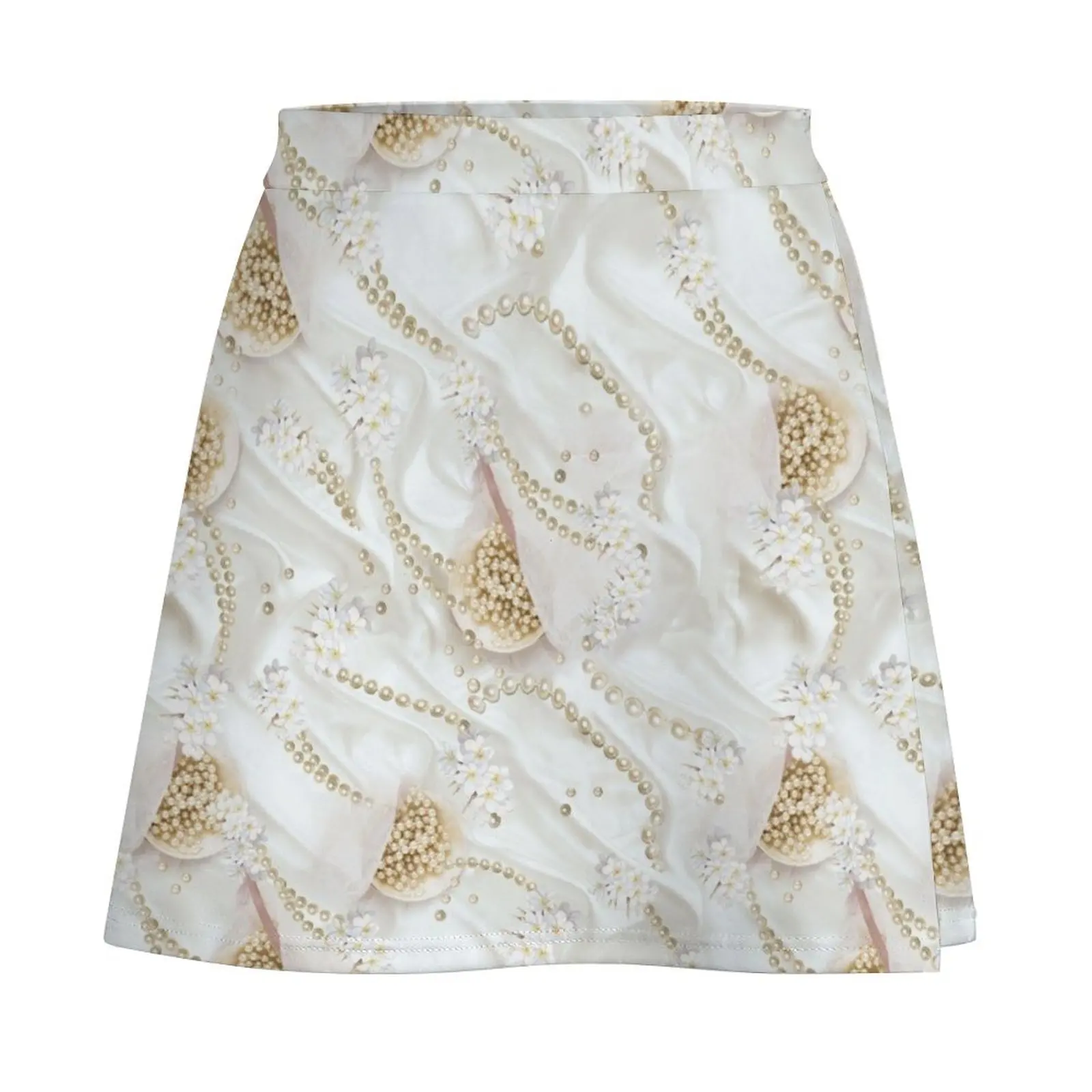 White Ivory Silk & Ivory Pearls Mini Skirt rave outfits for women Skirt pants Clothing Women's summer skirts Mini Skirt