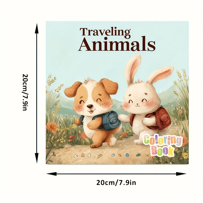 28 Pages Traveling Animal Theme Coloring Book for Adult Stress Reduction | Colouring Book for Stress Relief and Mood Reduction