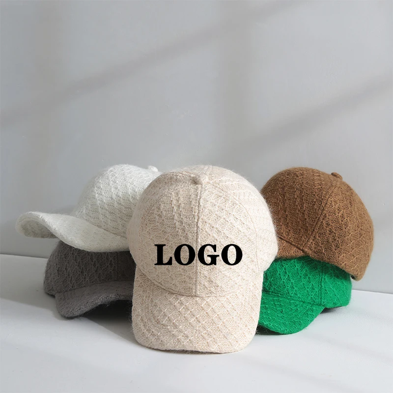 Korean Style Autumn Winter Warm Wool Thickened Baseball Cap Customizable Blank 6 Panel Trucker Hat  Men and Women Snapback Cap