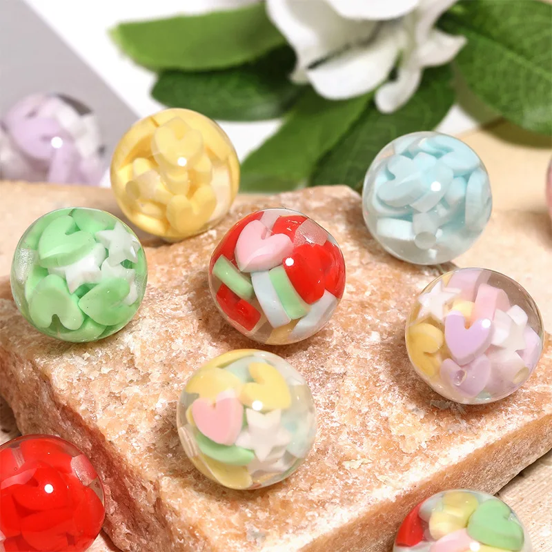 

Красочные круглые жевательные жевательные ювелирные изделия из смолы, бусины в форме сердца любви, подходят для девочек, массивное ожерелье, серьги, изготовление браслетов, 16 мм, 100 шт.