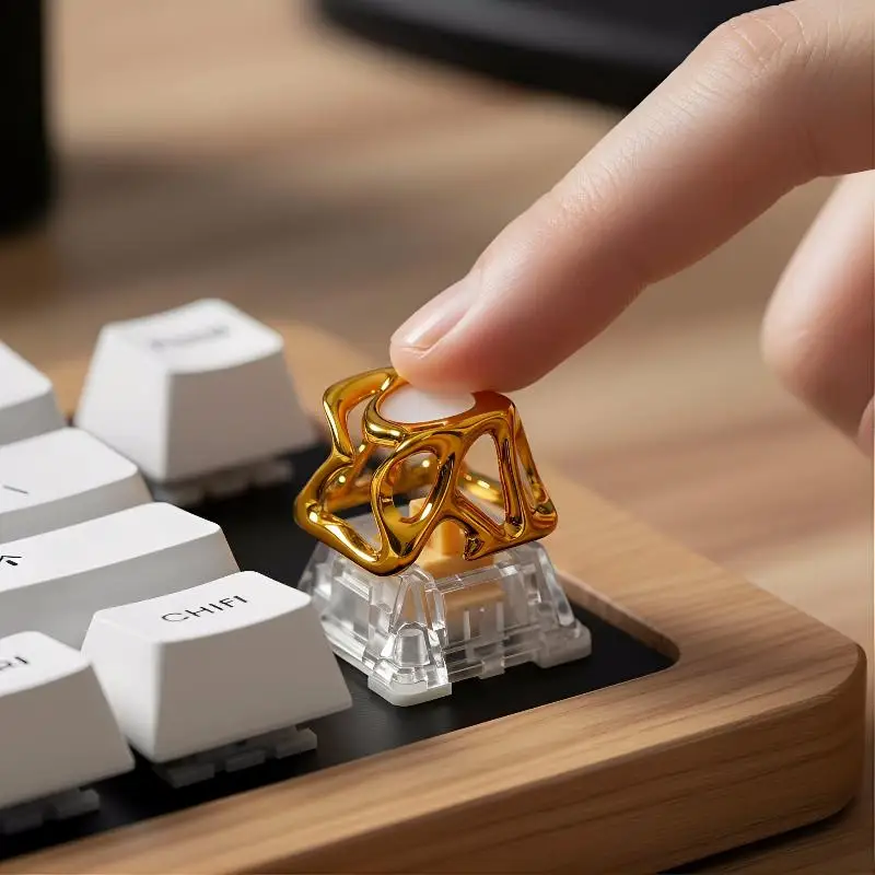 【Y】1Pc Metal Texture Electroplating Translucent Custom Keycaps Gaming Mechanial Keyboard DIY Accessories