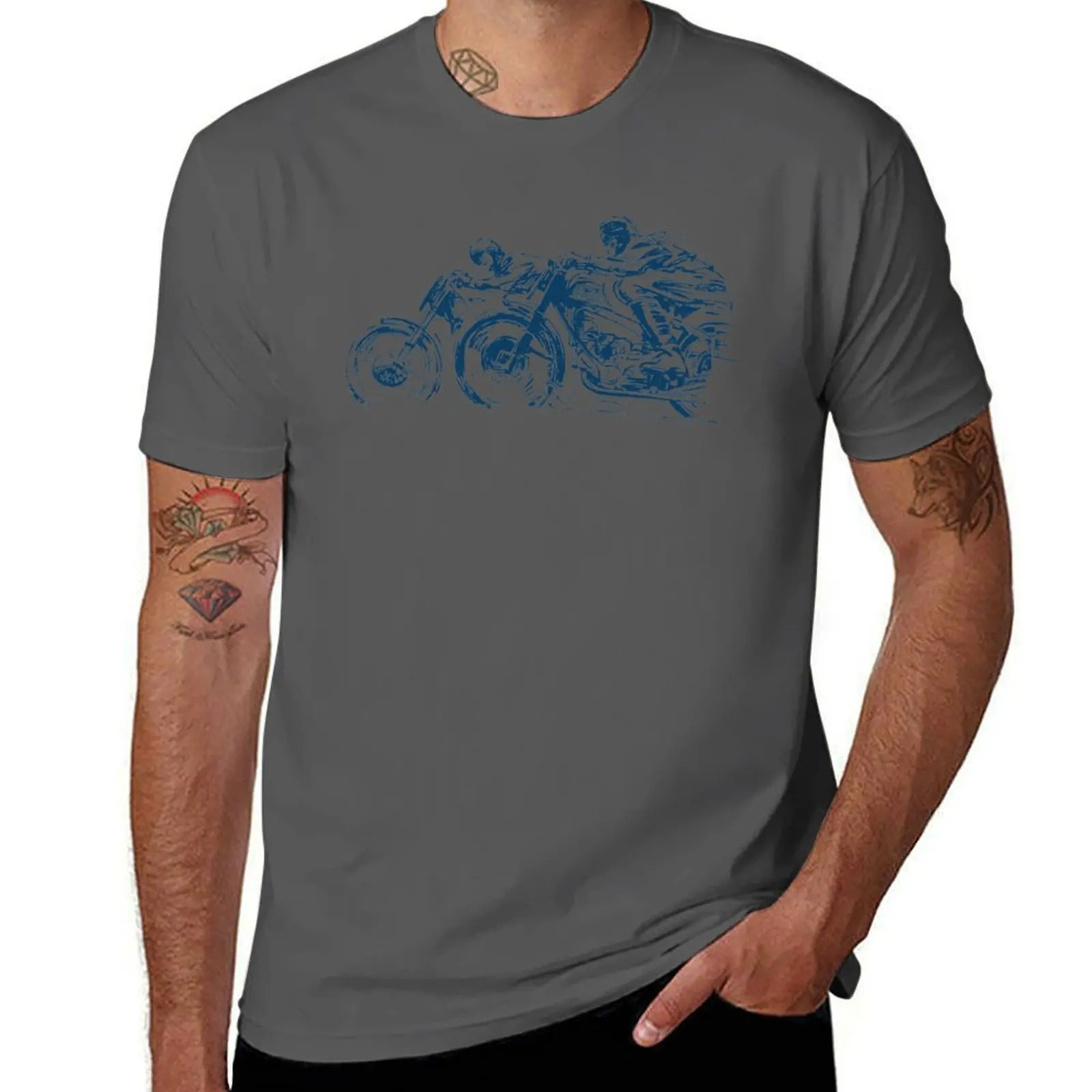

Isle of Man TT competition racers illustration at full throttle T-Shirt Lightweight Basic Short Sleeve Shirt