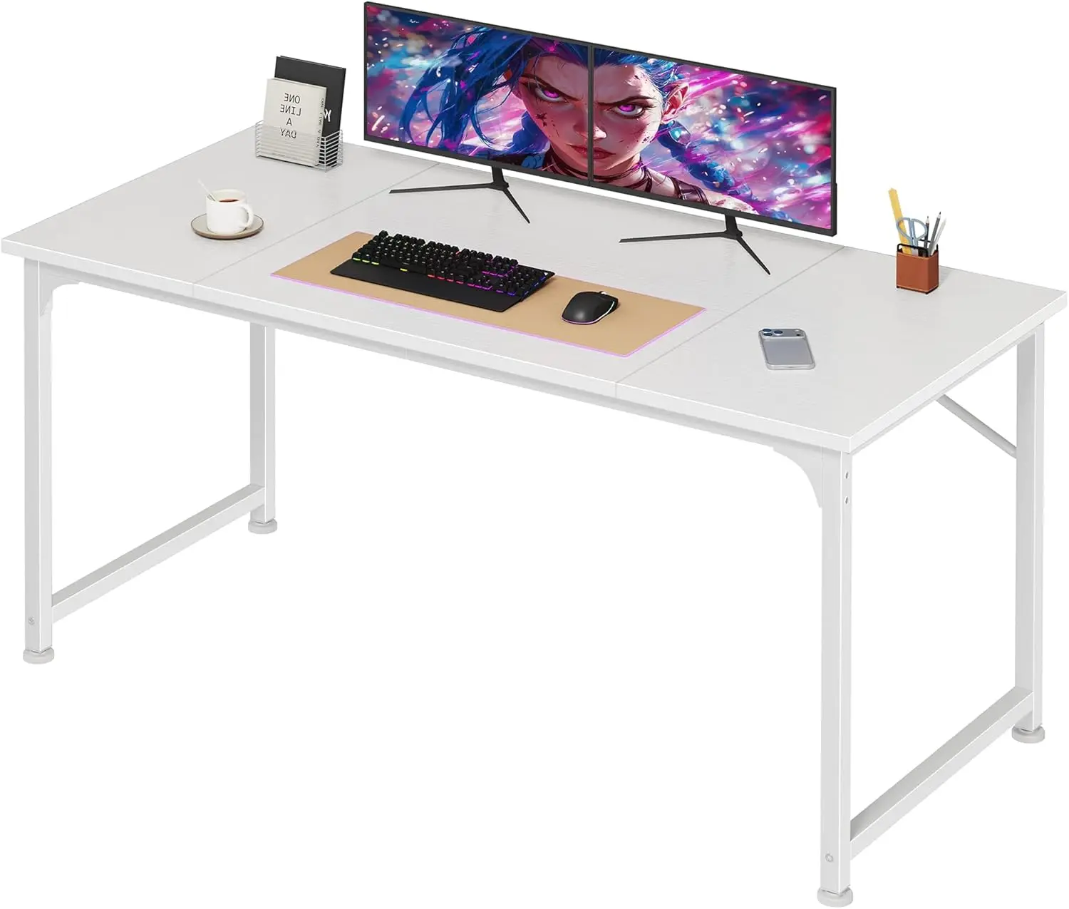 

Gaming Desk Wood 47 Inch Basic Function All Seasons White
