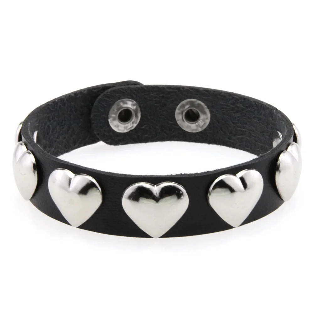

Fashion Love Snap Heart Bracelets Trendy Women Men Pu Leather Bracelet Bangle Halloween Birthday Gift