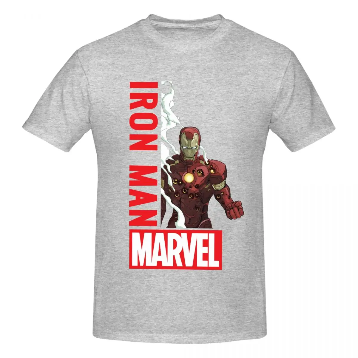Men T-Shirts Logo Novelty Cotton Tees Short Sleeve Marvel Iron Man Film T Shirts Round Collar Clothes Graphic image 3