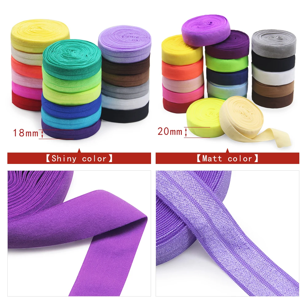 New 1 Pack Mixed Color  Fold Over Elastic 15/20mm Stretch Foldover FOE Elastics Ribbon For Headbands Baby Girl Head Bow