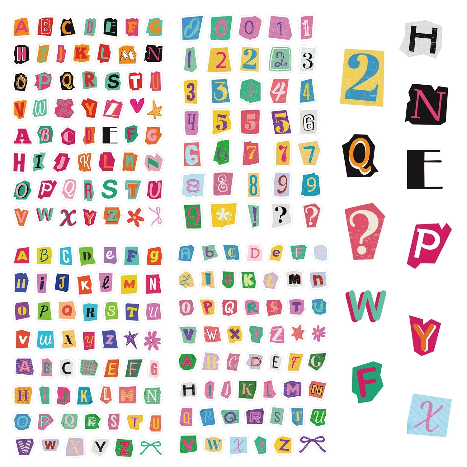 4Pcs Letter Number Graffiti Stickers Half Cut Waterproof Vinyl Decals for Water Bottle Laptop Journal Gift