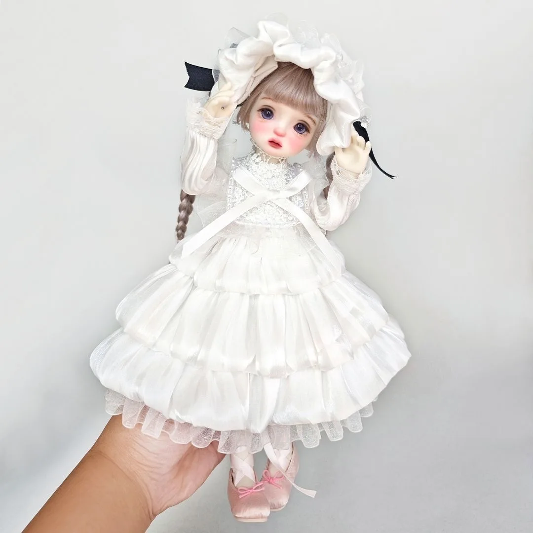 BJD doll clothes suitable for 1/6 size Cute white dress clothes set doll accessories（3 points）