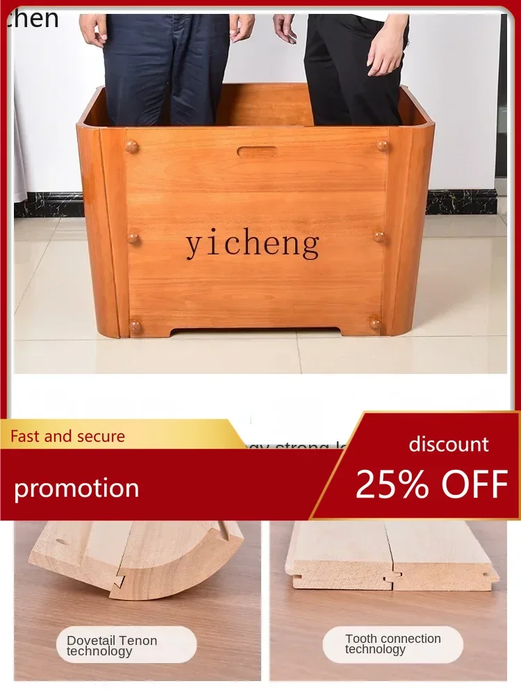 HT Solid Wood Detachable Foldable Bath Barrel Adult Home Use Full Body Bathtub