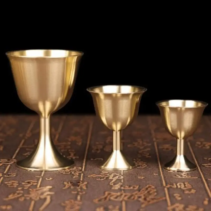 1pcs S/M/L Vintage Brass Mug Red Wine Glass Good Gloss Copper Portable Smooth Edge Water Beer Cup Drinkware For Party Bar