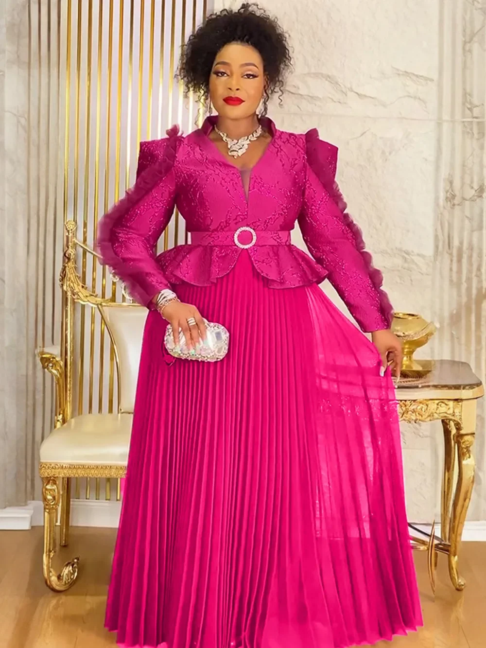 

Plus Size Evening Dresses for Women African Luxury Gown Elegant Muslim Wedding Party Long Dress Ankara Ladies Clothing 2025