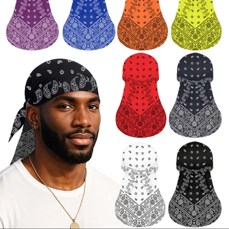 Outdoor Africa Long Tail Headscarf Hat Hip-Hop Extended Neck Sun Protection Cycling Hat Cashew Flower High Elastic Ice Ribbon Ha