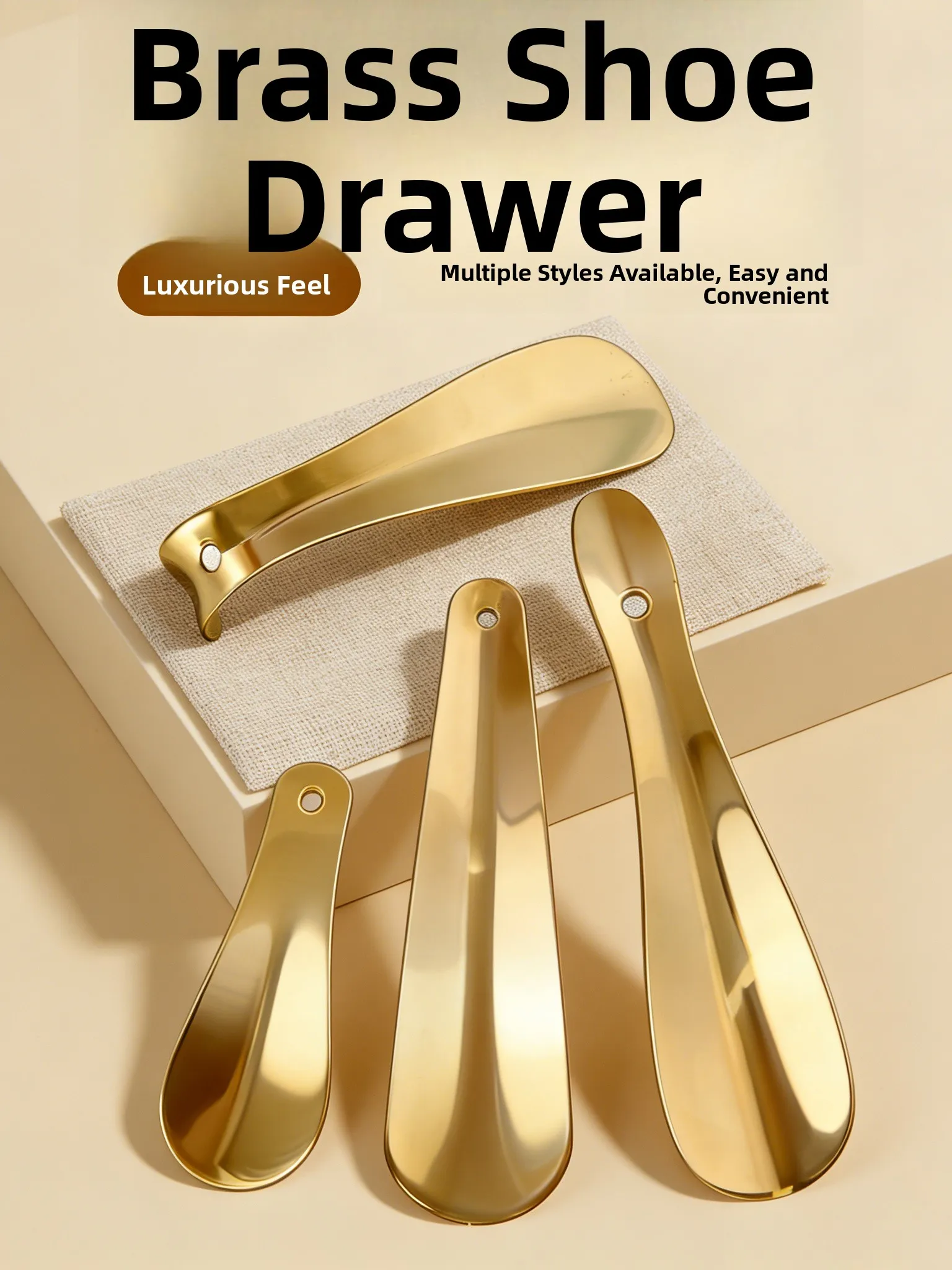 Portable Brass Metal Shoe Horn for Hotels And Home Use Comfortable Design High End Shoe Duster Easy to Use Daily Essential