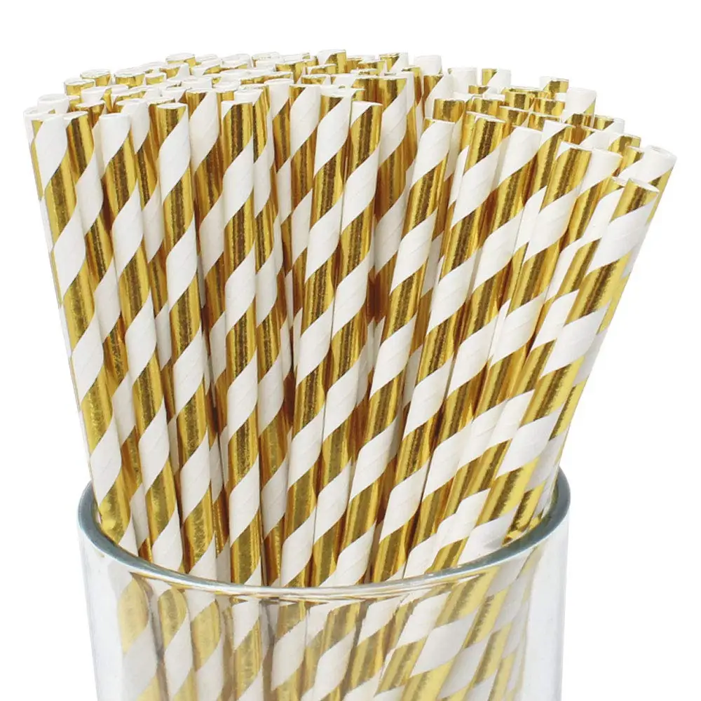 

Premium Disposable Striped Paper Straws, 100 Pcs