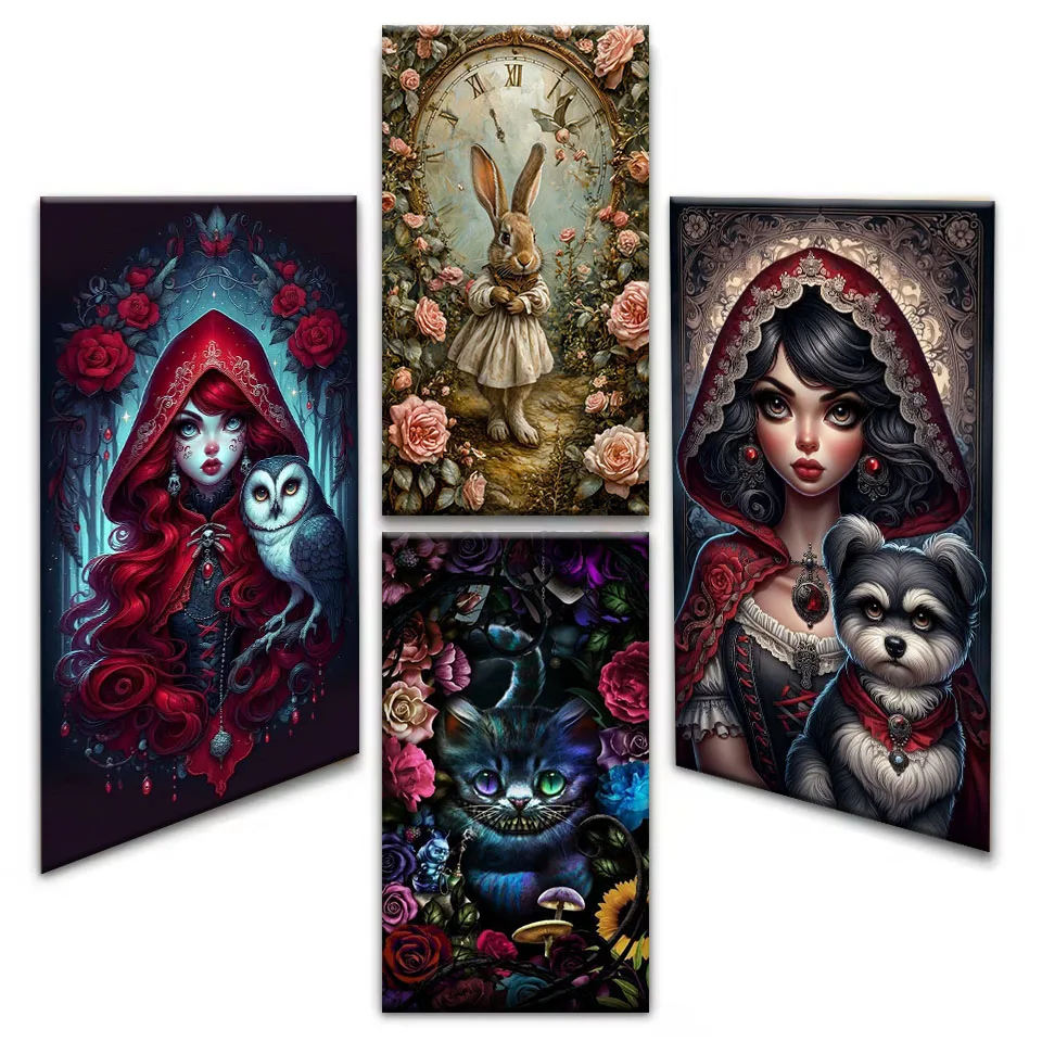 Diy Deam Fairy Diamant Stickerei 5D Diamant Malerei Hexe Mädchen und Eule Kaninchen voller Quadrat Bohrer handgemachte Mosaik große Größe Kit