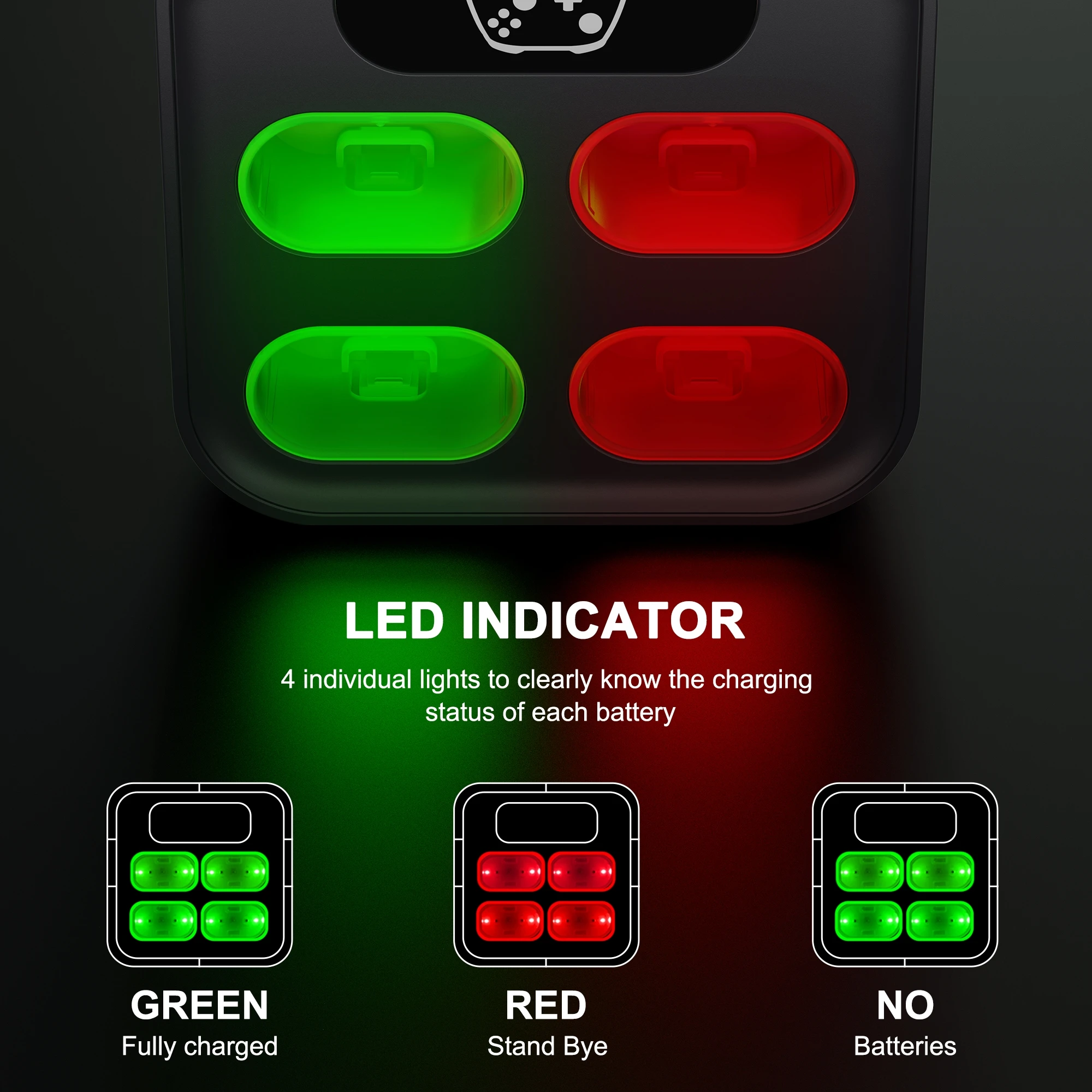 BEBONCOOL X500 4×3600 mWh Batteris with RGB Battery Charger For XBOX ONE S/X and Serise X/S Rechargable Batteris For XBOX