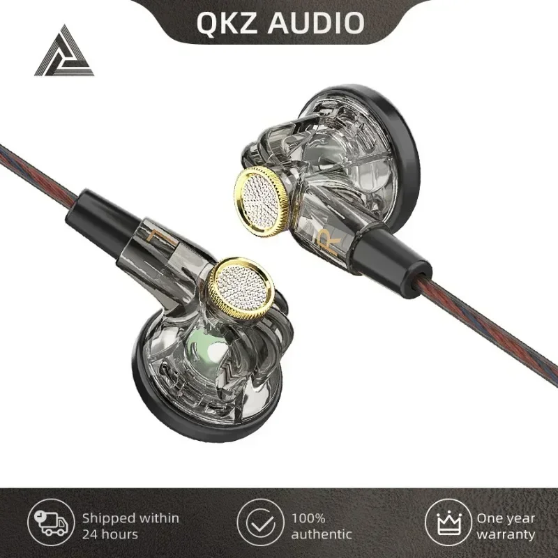 QKZ MDR słuchawki z płaską głowicą 3.5MM AUX przewodowy dynamiczny sterownik słuchawki HiFi 16MM duża ruchoma cewka do telefonu/odtwarzaczaMP3