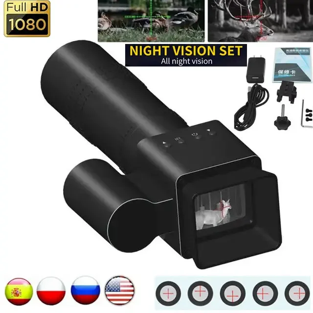 

Hunting Riflescope Night Vision 250M Infrared Laser 1080P HD 7X Optical Metals Monoculars Telescope Support Multiple Language