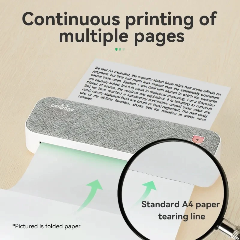 PeriPage Mini A4 Printers Quick Dry and Long Time Storage Continuous Thermal Paper 100 Sheets Folded Thermal Paper Papel