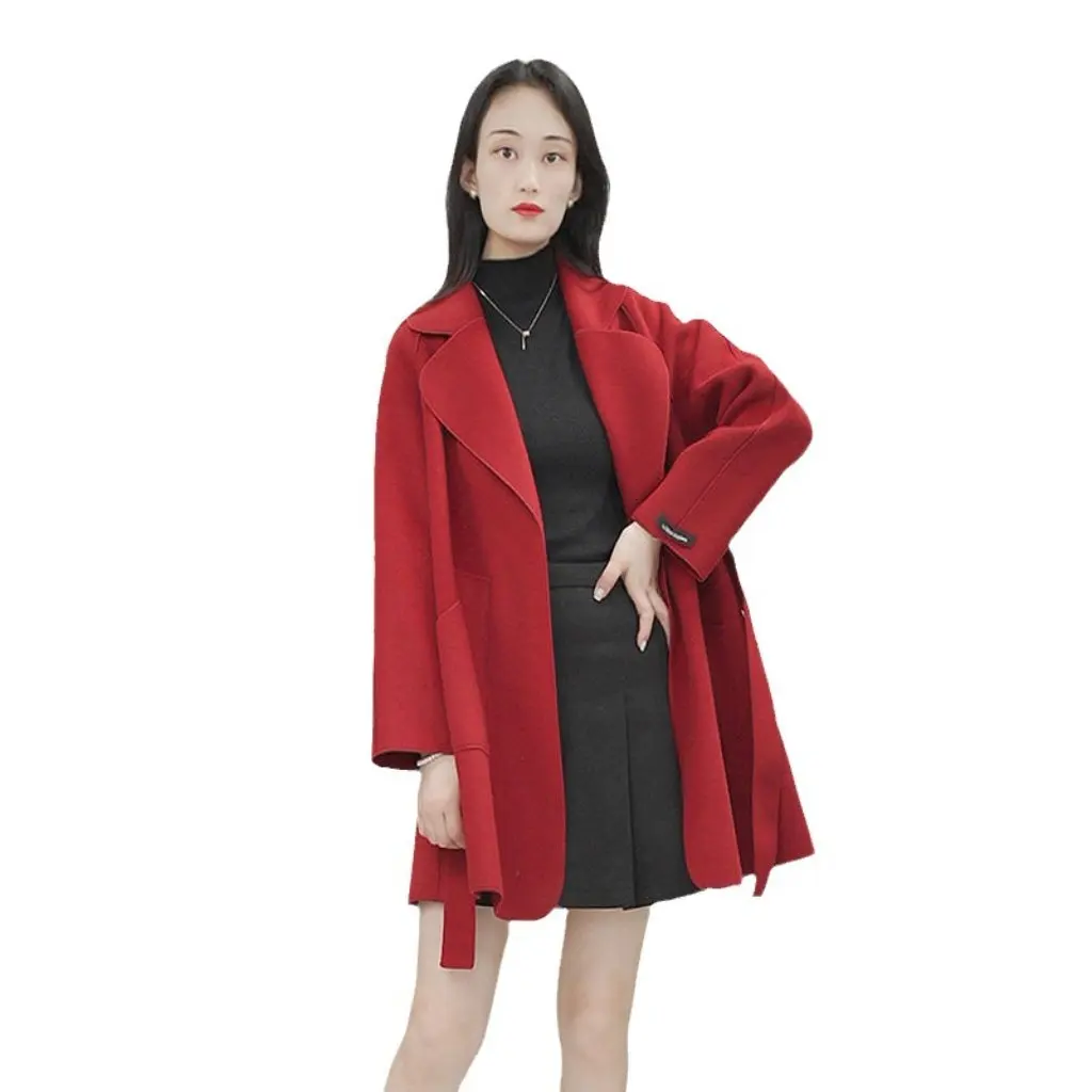 

Fashionable Double-Sided Thin Tito Coat for Ladies Mid-Length Sheep Fleece Jacket New Arrival
