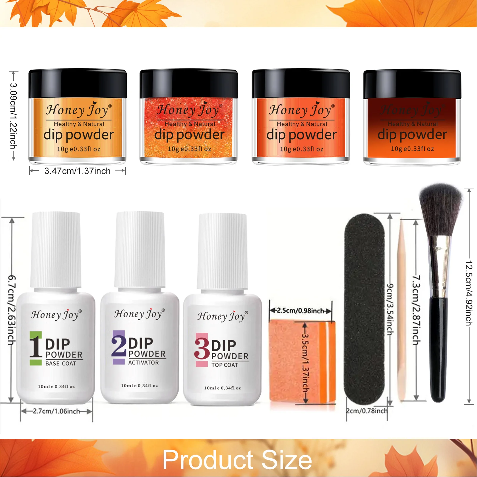 Dip-Puder-Nagelset, 4 Farben, Halloween-Tauchpulver-Flüssigkeitsset mit Basis/Decklack-Aktivator für Nagelkunst, Salon, DIY-Geschenk