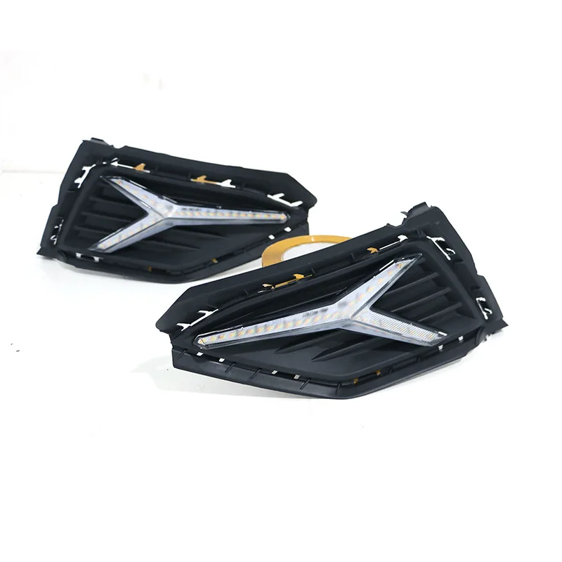 For Volkswagen Jetta 2017 2018 2019 Car LED Daytime Running Lights Front Bumper Driving Lights DRL Yellow Dynamic Turn Signal