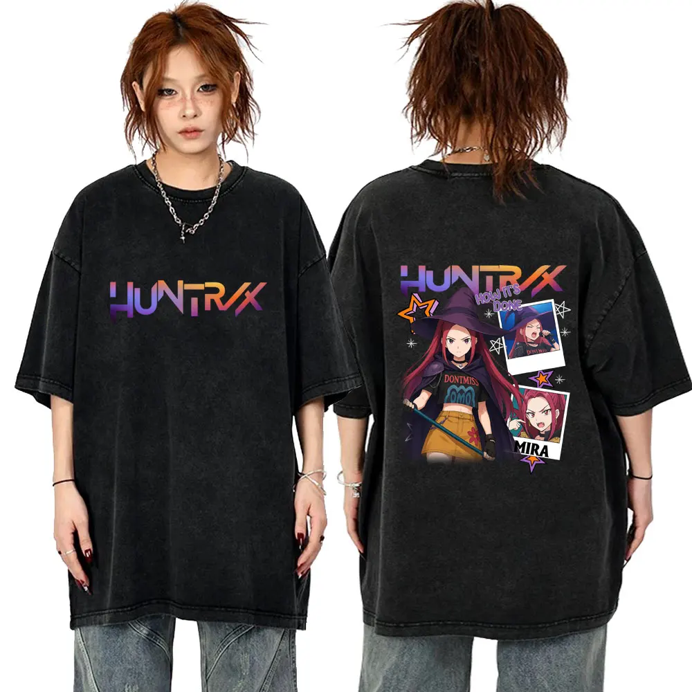 

Washed Vintage Kpop Demon Hunters Mira T-shirt Men Women Christmas Halloween Style T Shirts Male Fashion Oversized Tshirt Tops