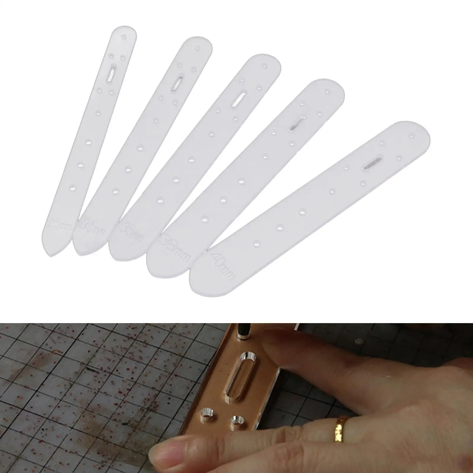 5 Pieces Leather Belt Hole Punching Templates Patterns Acrylic DIY Tool Set