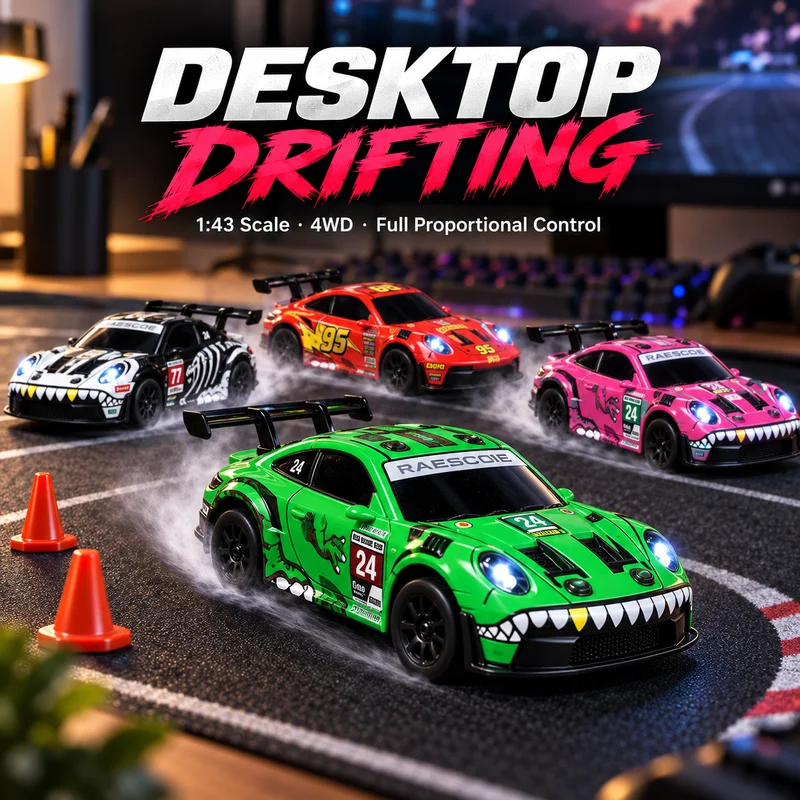 Hongxing D43 1:43 4WD Gyro Drift RC Car Alloy Body Full Proportional 2.4G Mini Racing Car New Colors for Adult Hobby