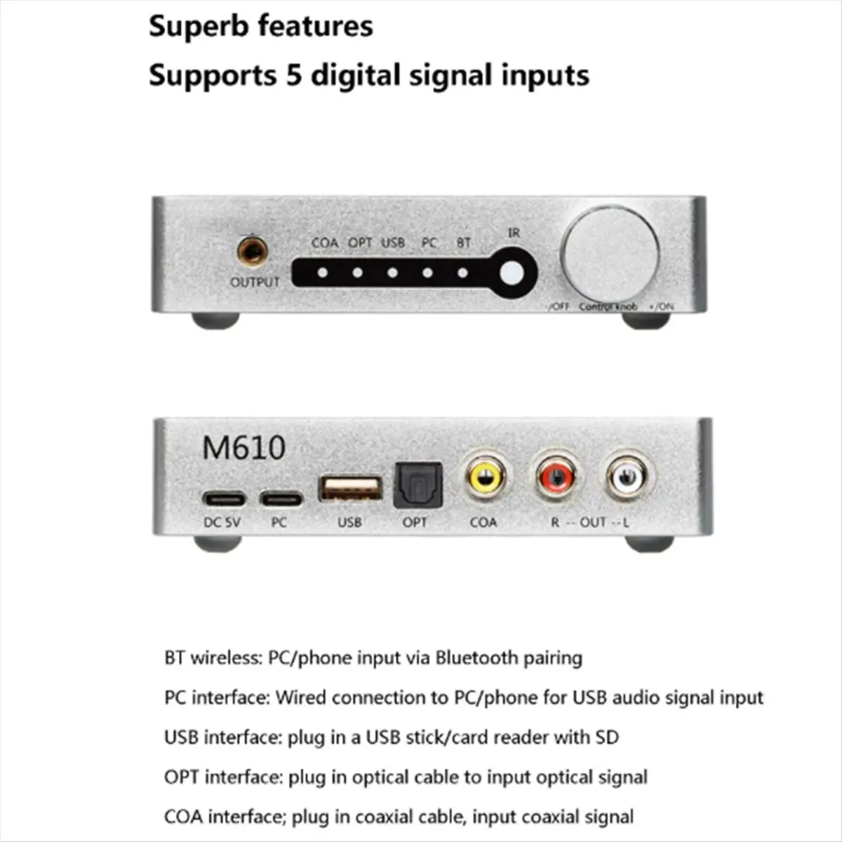 

(A32M) Цифровой аудиодекодер HIFI для DAC PCM1794, 96 кГц, 24 бит, декодер без потерь, беспроводной Bluetooth 5.0, USB, без потерь
