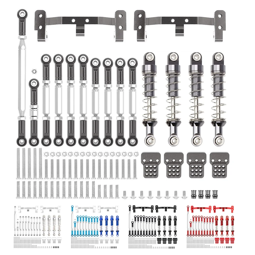 WPL C14 C24 C24-1 MN D90 MN99S Metal Chassis Pull Rod Link Rod Mount Holder Shock Absorber Set RC Car Upgrade Parts Accessories