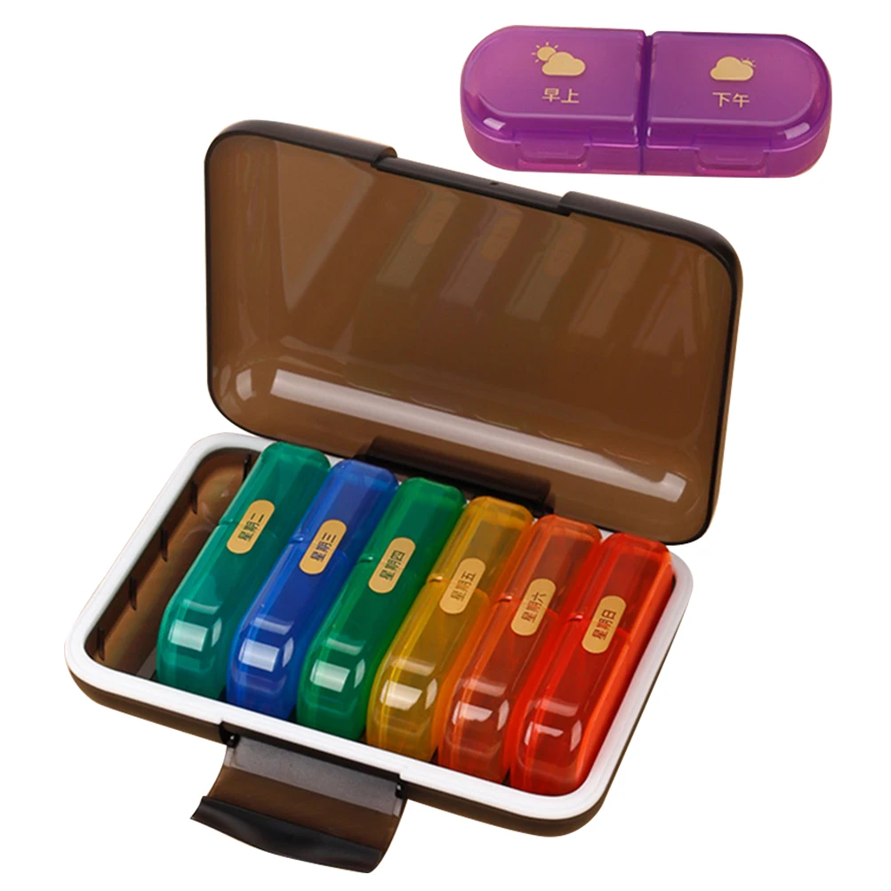 

Portable 7 Days Pill ganizer Box Tight Grid Weekly Medicine Container Travel Health Accessories Storage