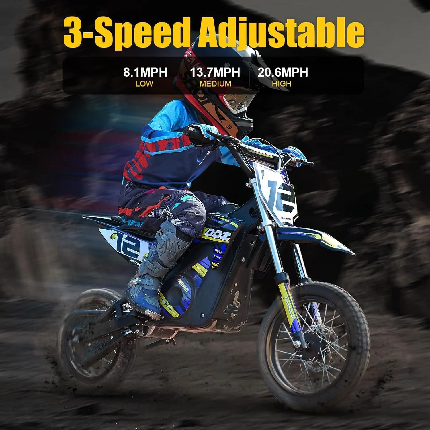36V 1000W Electric Dirt Bike for Kids, 3 Speed Modes Teen Electric Motorcycle Up to 20.6 MPH& 19 Miles, Custom
