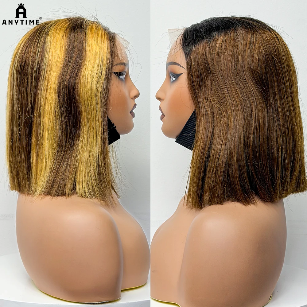 

250% Density Bob Wigs Human Hair 10in 5x5 Transparent Lace Clousre Ombre Bone Vietnamese Straight Hair Short Bob Wig For Women